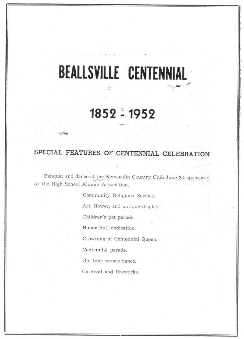 Beallsville Cemetery Centennial program page 3