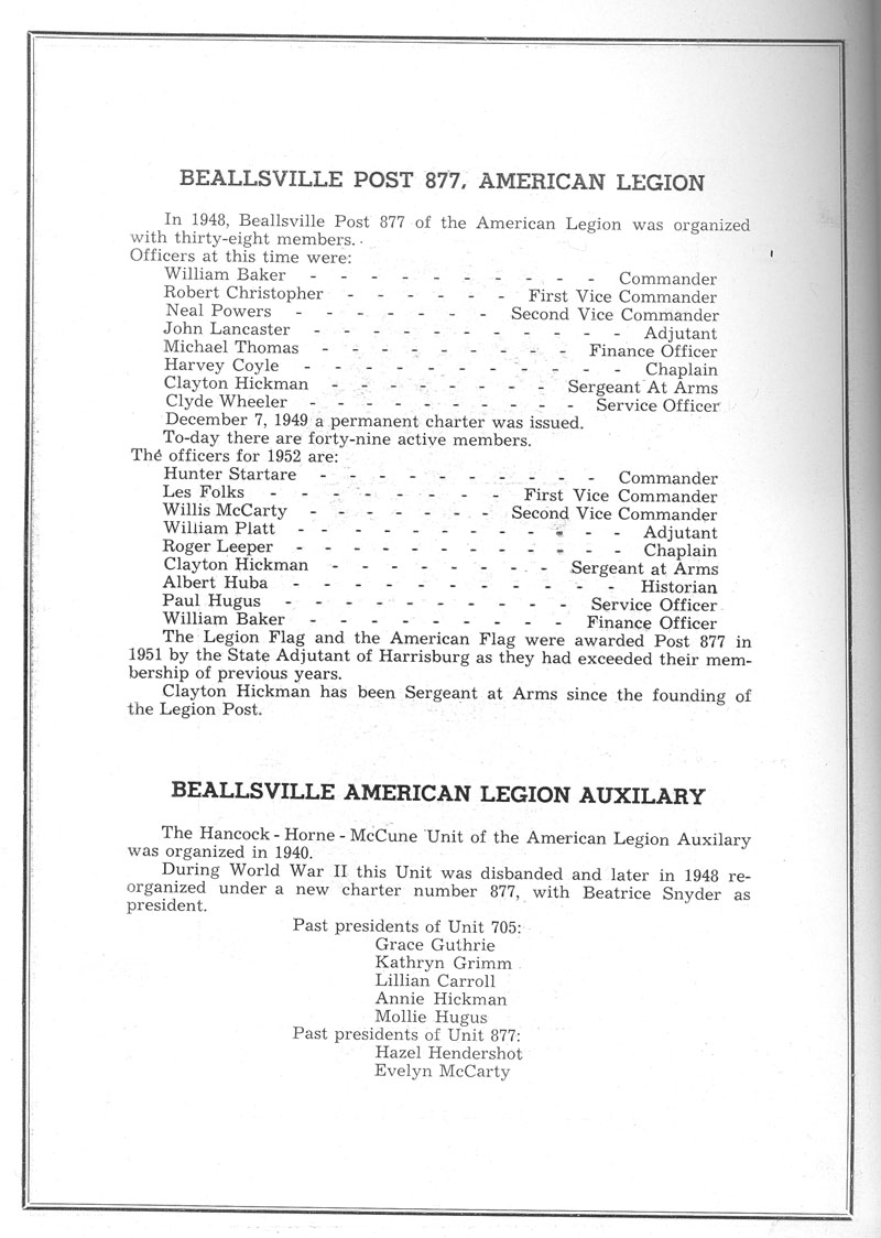 Beallsville Cemetery Centennial program page 56