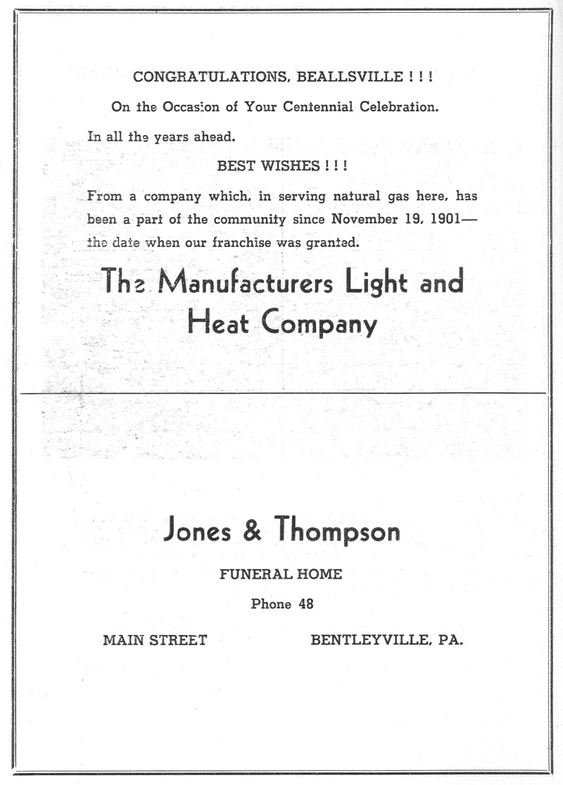 Beallsville Cemetery Centennial program page 76