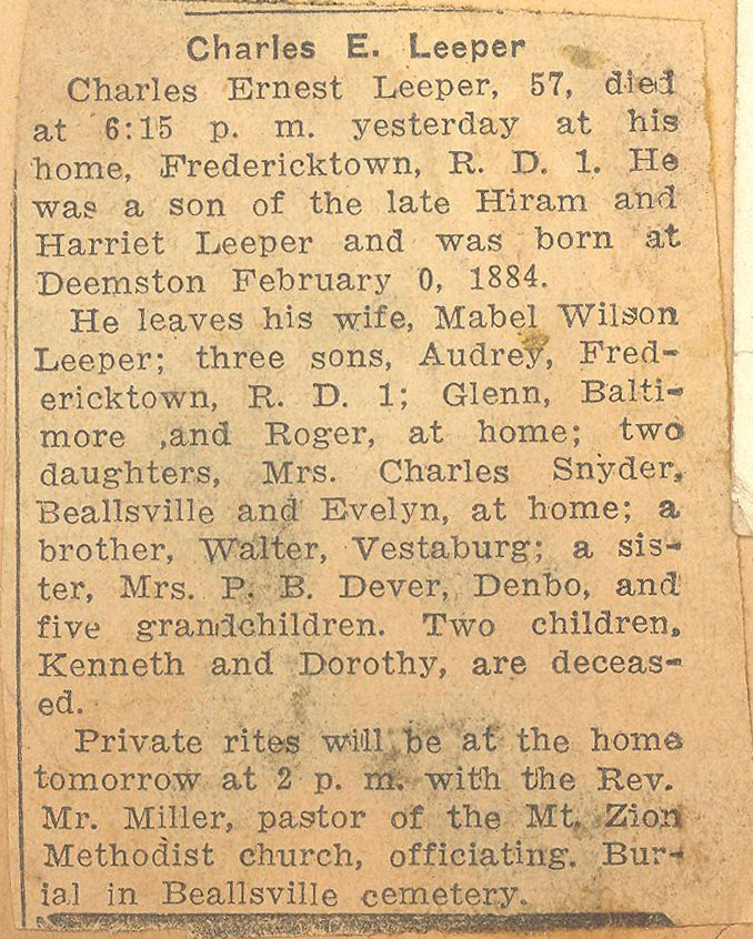 Charles Ernest Leeper obituary