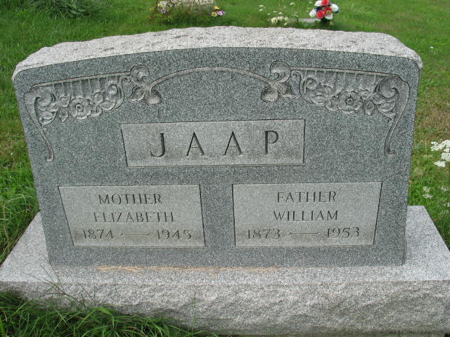 Elizabeth and William Jaap tombstone