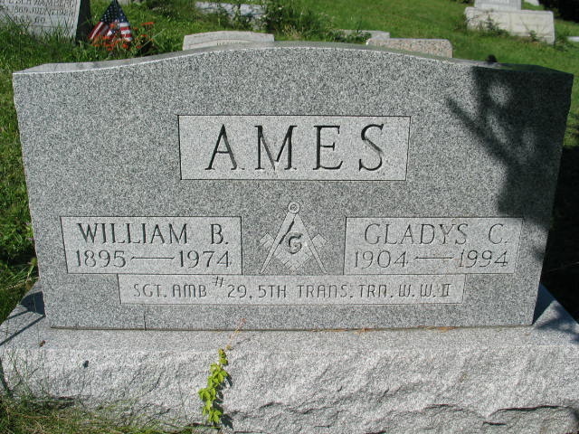 William B. and Gladys C. Ames and Gladys C. Ames Palmo tombstone