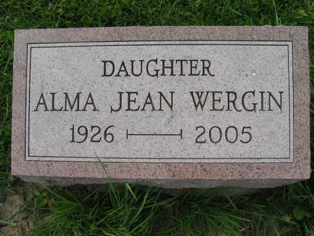 Alma Jean Wergin tombstone