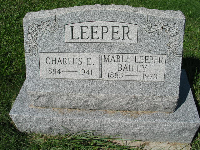 Charles E. Leeper and Mable Leeper Bailey tombstone