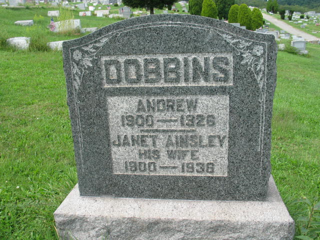 Andrew and Janet Ainsley Dobbins tombstone