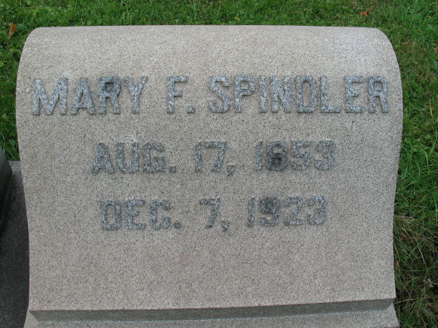 Mary F. Spindler tombstone