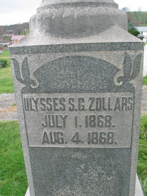 Ulysses S. G. Zollars tombstone