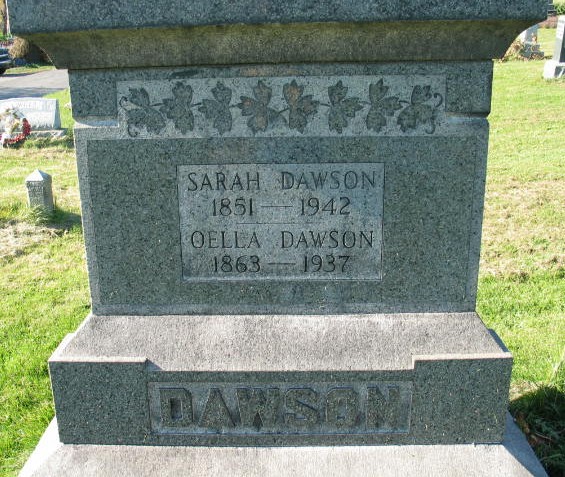 Sara and Oella Dawson tombstone