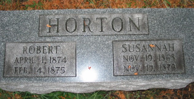 Robert & Susannah Horton tombstone
