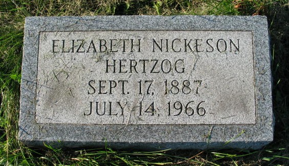Elizabeth Nickeson Hertzog tombstone