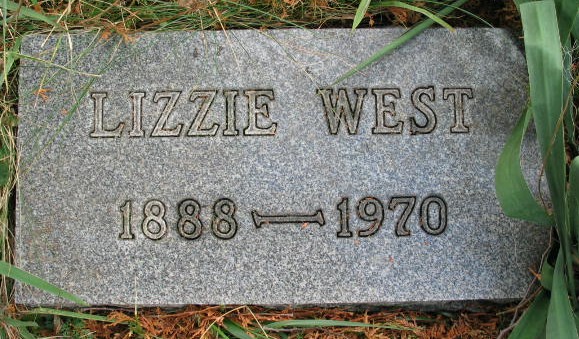 Lizzie West tombstone
