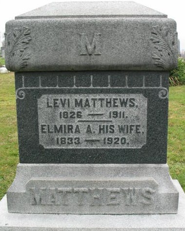 Levi and Elmira Matthews tombstone