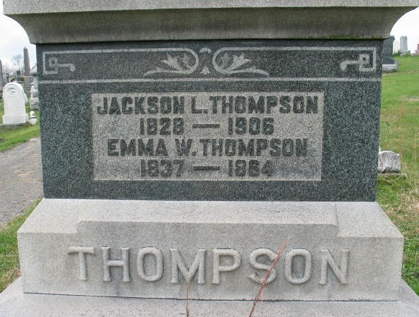 Jackson L. and Emma W. Thompson tombstone
