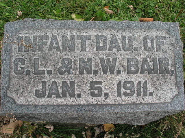Infant Daughter Bair tombstone