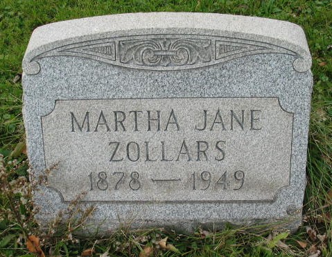 Martha Jane Zollars tombstone