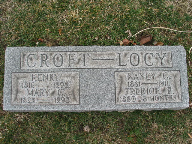 Henry Croft, Mary C. Croft, Nancy C. Locy, Freddie Locy tombstone