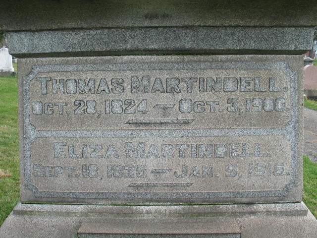 Thomas and Eliza Martindell tombstone