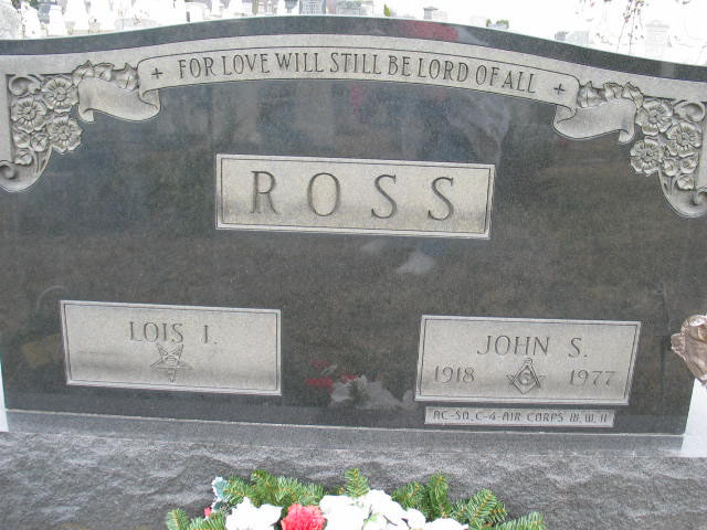 Lois I and John S. Ross tombstone