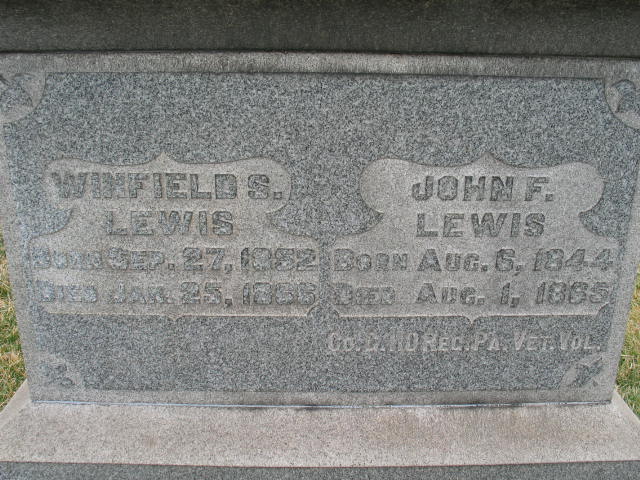 Winfield S. and John F. Lewis tombstone