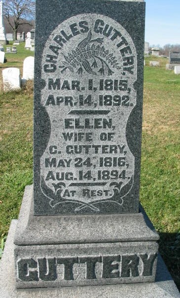 Charles Guttery& Ellen tombstone