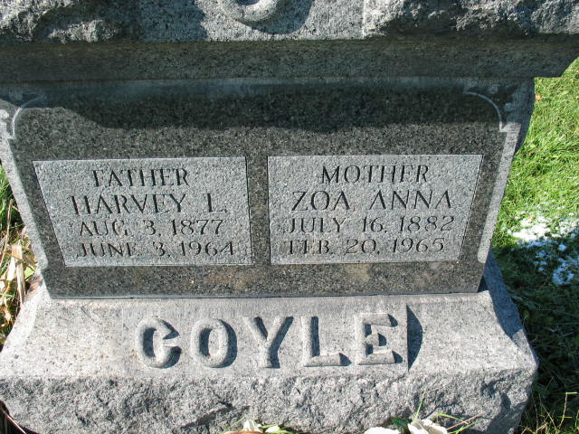 Zoa Anna Coyle tombstone