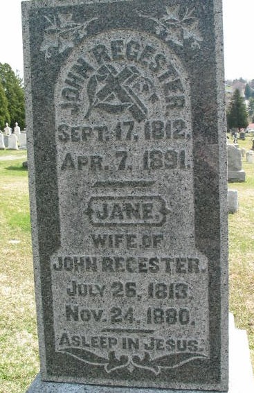 Jane Regester tombstone