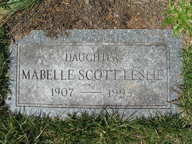 Mabelle Scott Leslie tombstone
