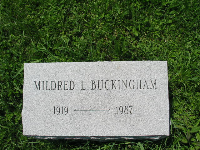 Mildred L. Buckingham tombstone