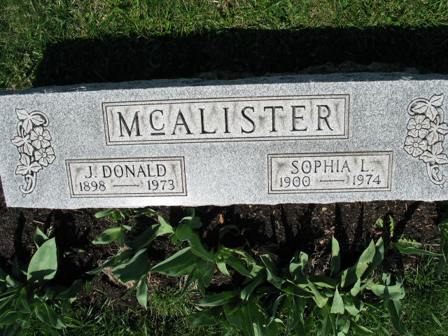 J. Donald and sophia L. McAlister
