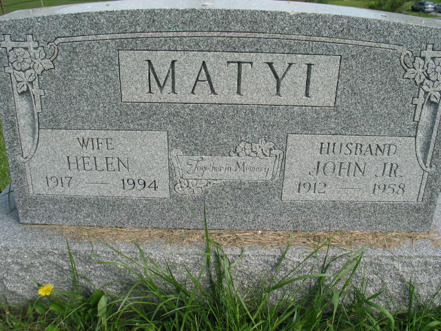 Helen and John Matyi Jr. tombstone